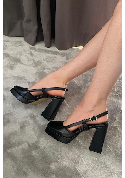 Preshley Kadın Asena Siyah 10 Cm Platfom Topuklu Aykkabı