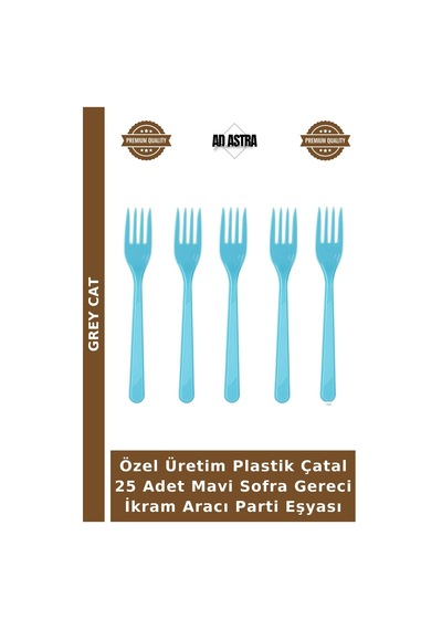 Özel Üretim Plastik Çatal 25 Adet Mavi Sofra Gereci İkram Aracı Parti Eşyası