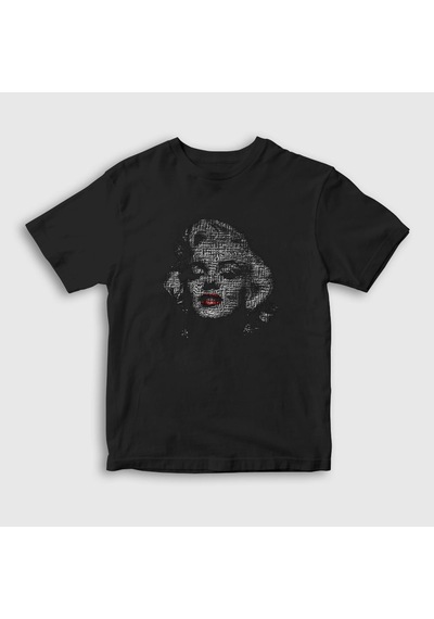 Presmono Unisex Çocuk Face Marilyn Monroe T-shirt Siyah