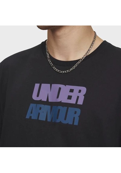 Under Armour Block Logo Erkek Siyah Polo Yaka Tişört