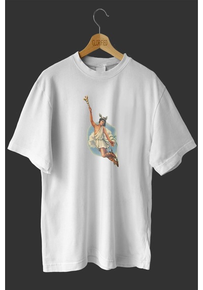 Noıssey -wed Apollo Baskılı Oversize T-shirt Tişört Sokak Tarzı Beyaz