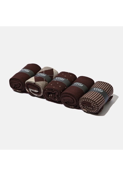 Erkek Bambu Çorap Kahverengi Dikişsiz Premium 5 Çift Soket Çorap 40 - 44