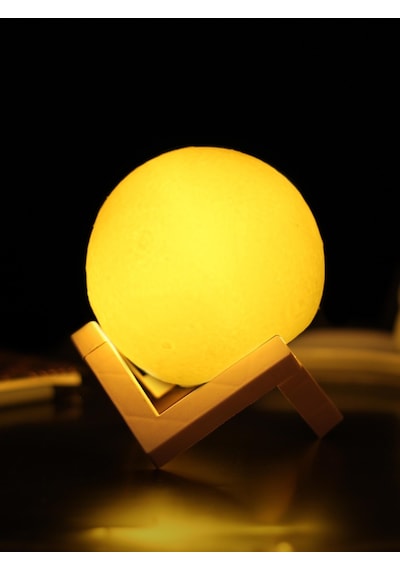 Kişiye Özel Canım Babam Baskılı 3d Ay Gece Lambası Dekoratif Stand Hediyeli Sarı