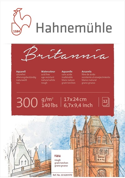 Ayrex Hahnemühle 10 628 970 Britannia Suluboya Blok Kağıdı, 17x24, 300 Gsm