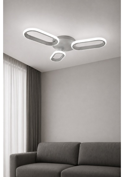 Hilton 3'lü Led Plafonyer Avize Beyaz Işık Gri