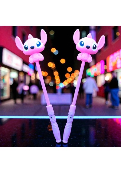 2 Adet Pembe Stitch Işıklı Çubuk Stiç Işıklı Çubuk 35 Cm Parti Işıkları Renkli Led Işıklı Çubuk