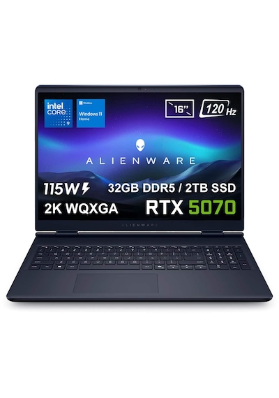 Dell Alienware 16 Aurora Intel Core 9-270h Geforce Rtx 5070 8gb 115w 32gb Ddr5 2tb Ssd 16 İnç 2k Wqxga 120hz Wva W11 Home Gaming Laptop Ac16250-c932157wv1