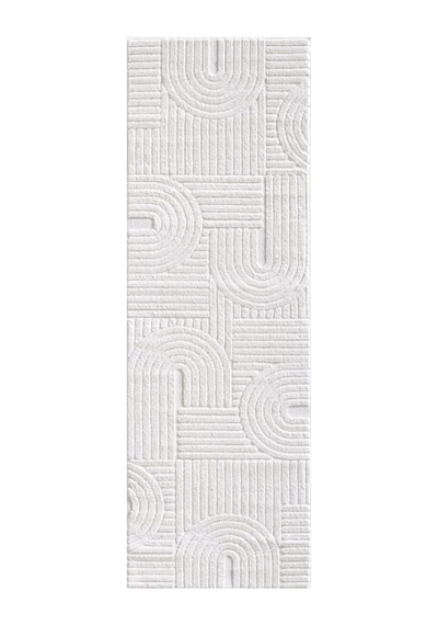 Mariesse Home Elit Bukleli Yumuşak Koridor Kesme Yolluk Dokuma Makine Halısı Yb0691b Beyaz