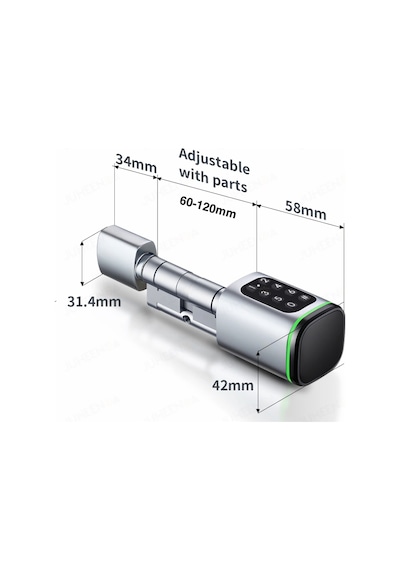 Ttlock S1 Akıllı Kapı Kilidi Elektronik Silindir Şifreli Kartlı Mobil App Bluetooth Smart Lock Gri