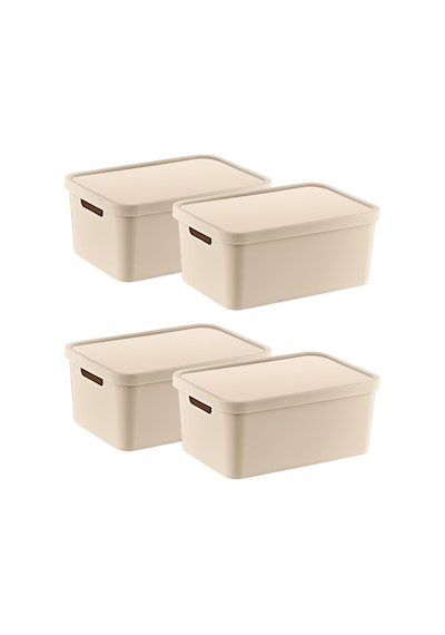 Smartware 4'lü Set Stafi Çok Amaçlı Kapaklı Kutu Latte 4,5 Lt - Latte, Çok Amaçlı Kapaklı Kutu, Ev-ofis-depo İ