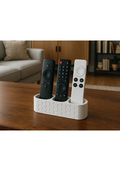 3d Baskı Petek Desenli Üç Bölmeli Kumanda Standı Modern Kumanda Tutucu Sehpa Düzenleyici Beyaz Çok Renkli