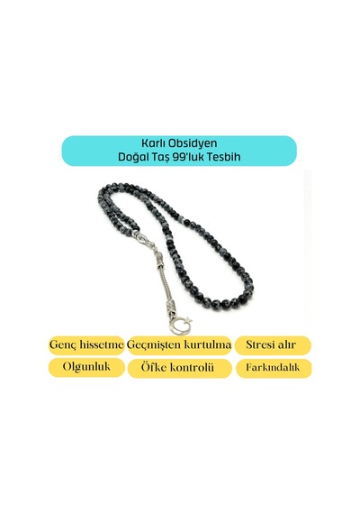 Yıldız Doğal Taş  Karlı Obsidyen 6mm 99luk Doğal Taş Tesbih
