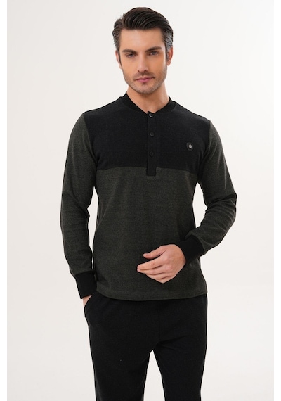 Mecit Pijama Mecit 2999 Yeşil-siyah Selanik Kumaş Kışlık Erkek Pijama Takımı Siyah