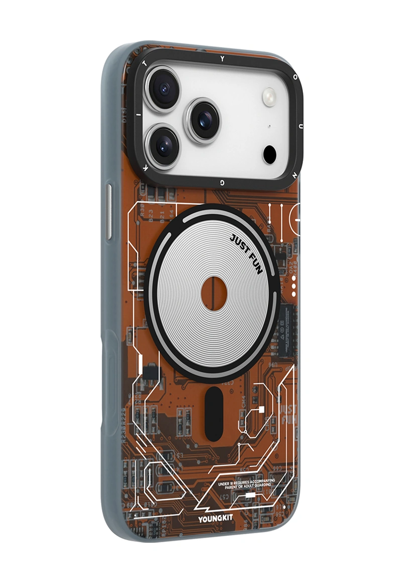 Apple Uyumlu iPhone 17 Pro Max Kılıf M-safeli Kamera Denetim Butonlu Youngkit Technology Serisi Kapak Turuncu Turuncu