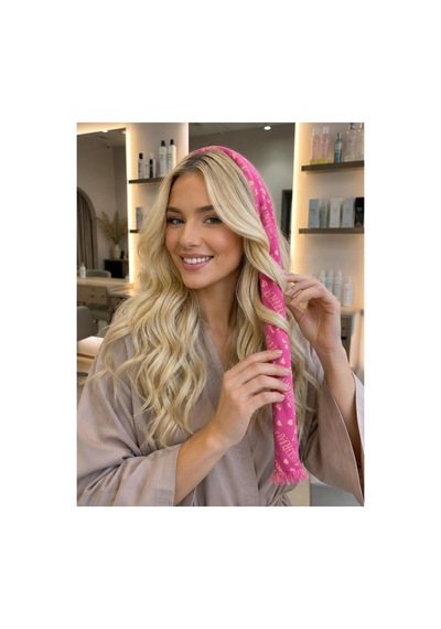 Uzun Ve Gür Saçlar İçin Isısız Saç Bukle Kemeri - Yumuşak Şekillendirme Bandı Premium Pembe Pembe