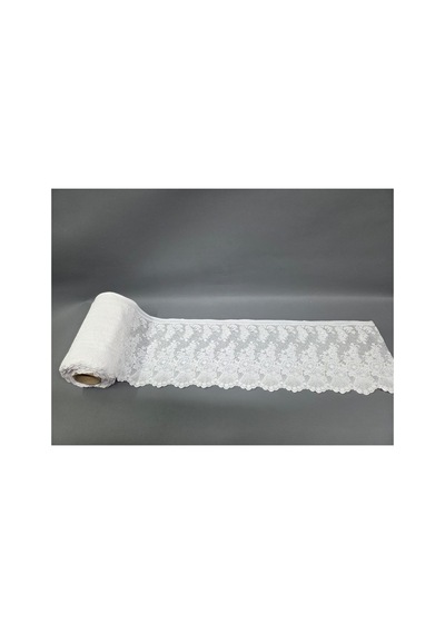23 Cm Krem Pvc Dantel Raf Örtüsü Dolap İçi Örtü Runner Beyaz-3