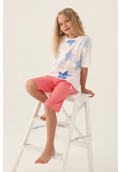 U.S. Polo Assn. Kız Çocuk Pembe Şortlu Alt Üst Takım 50315466-VR071