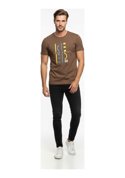 Keep Going Urban Baskılı Erkek Tişört Sportif Günlük Stil Çok renkli