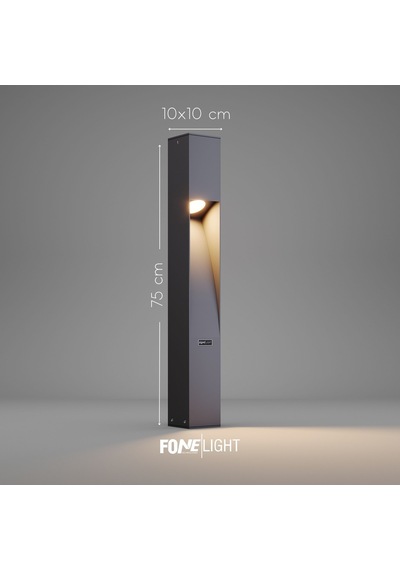 FoneLight Luzerra 75 cm LED Bahçe Aydınlatma Direği Antrasit Alüminyum IP65 Bollard Peyzaj Yürüyüş Yolu Lambası 9W 4000K