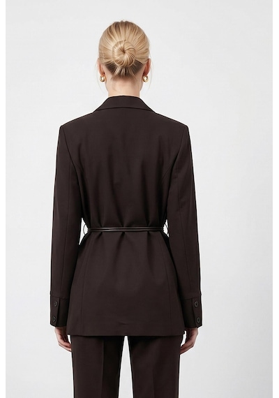 Shade Kadın Astarlı Garni Kol Detaylı Kemerli Blazer Ceket 8146 60286139 - Acı Kahve Kahverengi