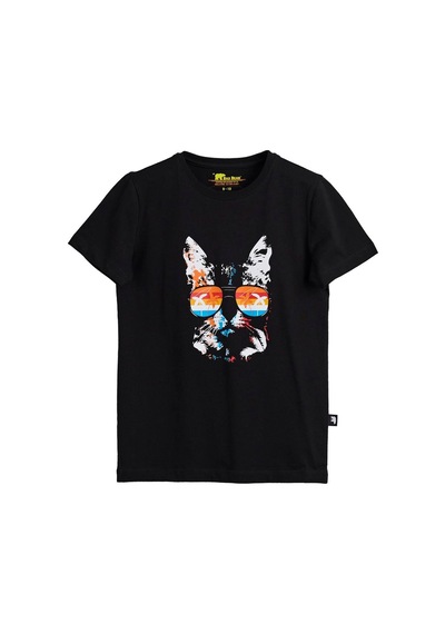 Bad Bear Manx Siyah Baskılı Çocuk Tişört - Siyah