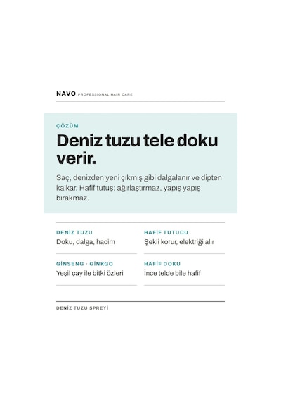 Deniz Tuzu Saç Bakım Spreyi / Doğal Dalga, Hacim Ve Dolgunluk Verici Deniz Tuzu Spreyi