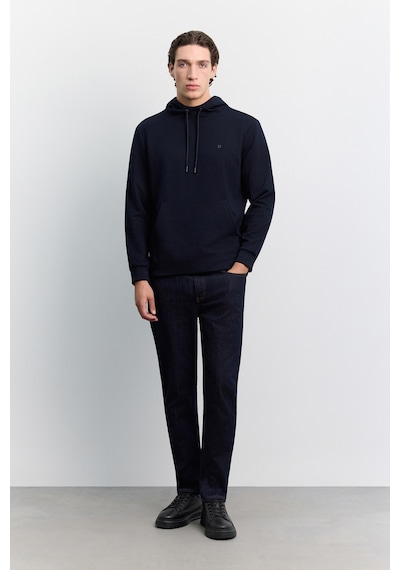 Avva Erkek Lacivert Kapüşonlu Kolay Ütülenebilir İnterlok Regular Fit Sweatshirt B001034