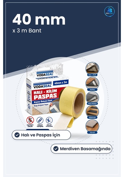 Halı Kilim Paspas Kaydırmaz Yapıştırıcı Bant 40mm X 3m Merdiven Y