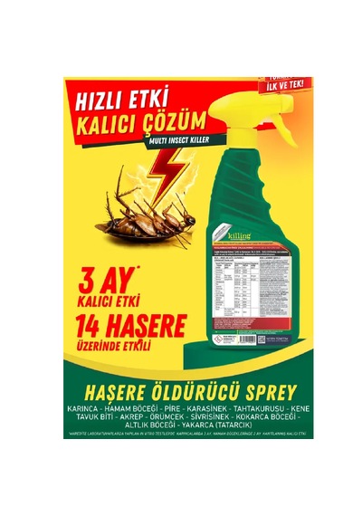 Killing Max Sprey 500 Ml Böcek İlacı Karınca 3 Ay Etkili 14 Haşere Hamam Böceği Pire Tahtakurusu