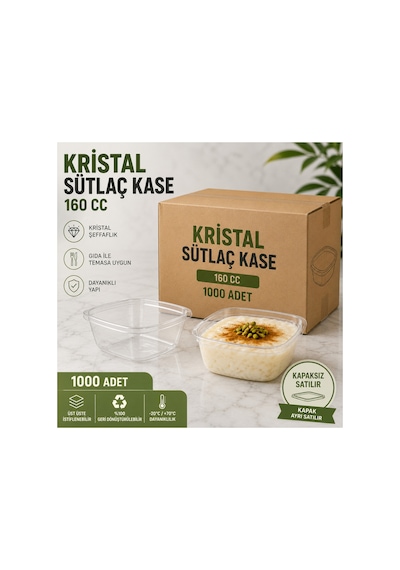 160 Cc Kristal Sütlaç Kase 1000 Adet Şeffaf Plastik Kase Şeffaf - 917812114 Şeffaf