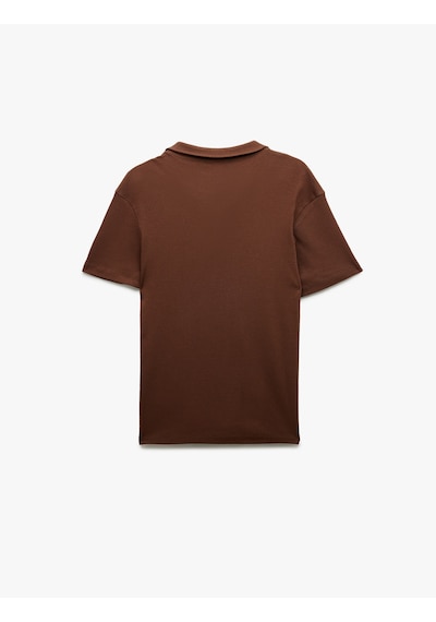 Koton Pamuklu Kısa Kollu Slim Fit Basic Polo Tişört Kahverengi 5sam10026mk Kahve