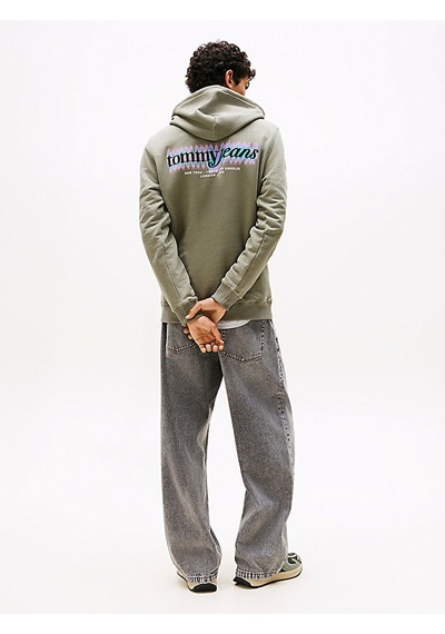 Tommy Hilfiger Tjm Reg Blur Scrpt Bck Hood Ext Erkek Yeşil Kazak - Dm0dm22112 Yeşil