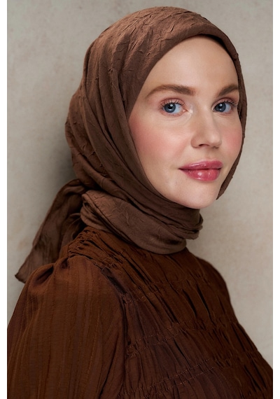 Bambu Kraş Eşarp Tesettür Giyim, Hafif, Rahat, Şık, Yüksek Kalite, Hijab, Scarf, Shawl Kahverengi