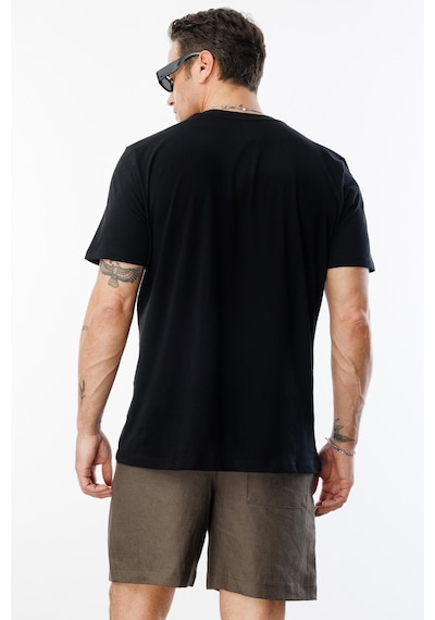 Genius Store Erkek Tişört Standart Kalıp Basic Bisiklet Yaka T-shırt Basıc-mankensiz1 Siyah