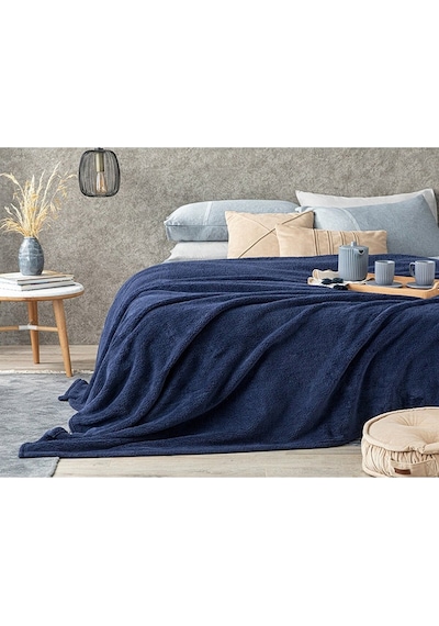 Mulberry Wellsoft Çift Kişilik Peluş Polar Televizyon Battaniyesi 220x230 Lacivert