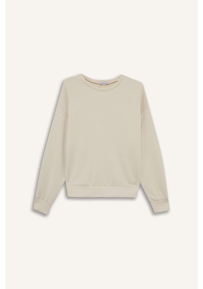 Defacto Bisiklet Yaka Modal Sweatshirt G2913ax25auer120 Ekru