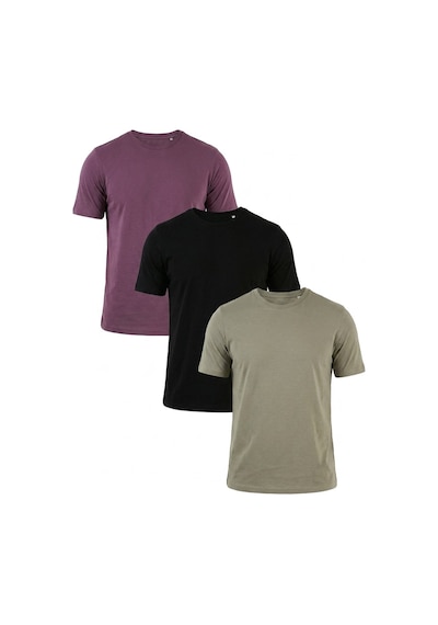 Buratti Pamuklu Regular Fit Bisiklet Yaka 3'lü Paket T Shirt Erkek T Shirt 59020204s3 Siyah-mürdüm-vizon Yeşili
