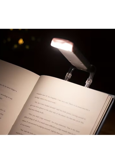 Beyaz Renk Kitap Okuma Işığı 3 Farklı Işık Rengi 3 Kademe Işık Kitap Ayıracı Usb Şarjlı Beyaz