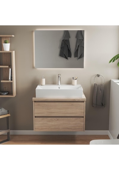 Isvea Sistema Z Tezgah Üstü Kare Lavabo 70x42 cm Slim Batarya Delikli Beyaz 10SF50070