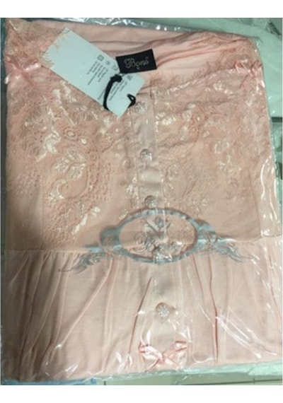 Bone Club Bone 4320 Kısa Kol Pamuk Kadın Lohusa Emzirme Pijama Takımı Somon