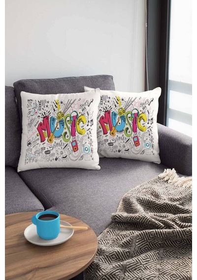 Çok Renkli Pop Art Çift Taraflı Yastık Kırlent Kılıfı Krl030n11