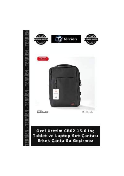 Özel Üretim Cb02 15.6 İnç Tablet Ve Laptop Sırt Çantası Erkek Çanta Su Geçirmez Siyah