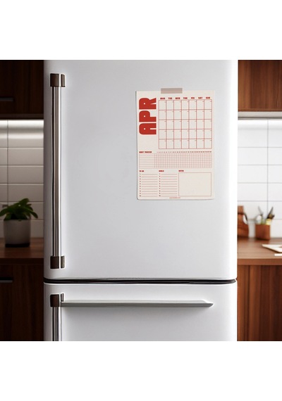 Tarihsiz Aylık Planlayıcı Takvim, Kırmızı Retro Organizer Planlayıcı