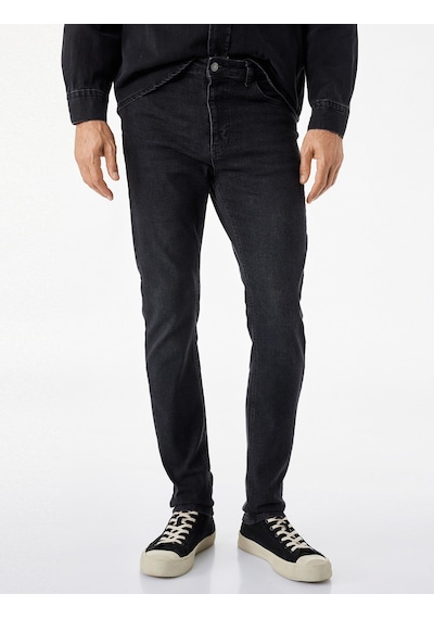 Koton Pamuklu Dar Kesim Normal Bel Skinny Jean Pantolon - Michael Jean Siyah 7wam40086nd
