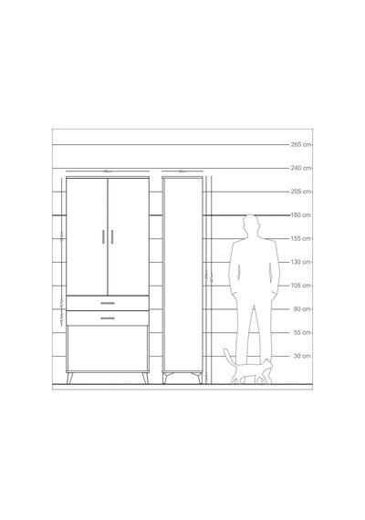 Arges Dolap 2 Raflı 2 Çekmeceli Tek Askılı 88x30x221 Aytaşı-antrasit Aytası