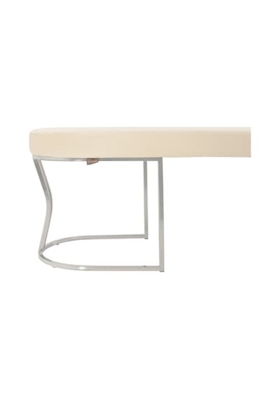 Viego Silver Smooth- Beyaz Kapitoneli Model Puf & Bench & Koltuk- Oturak-uzun Makyaj Puff-yatak Odası Ucu &önü