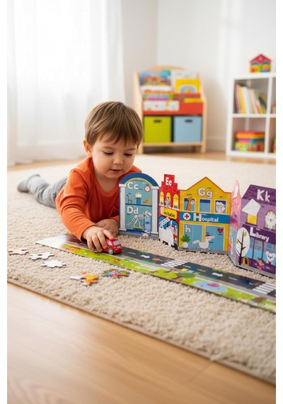 Abc Town Multi Activity Set, Wipe Clean Foldable Book And Puzzle, Yol Ve Alfabe Puzzle Kitap Se Standart