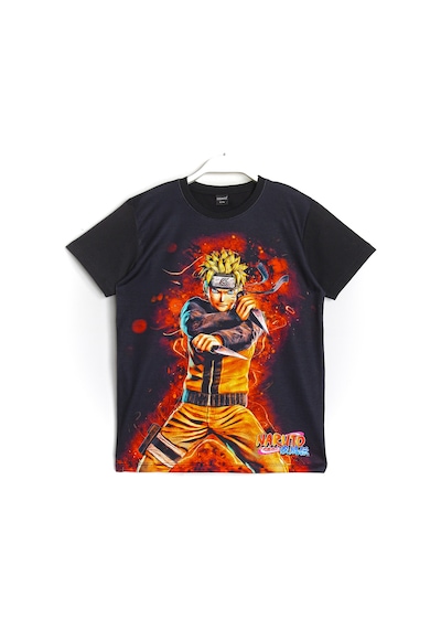 Dobakids 3D Baskılı Anime Naruto Uzumaki Unisex Çocuk Yetişkin Yazlık Siyah Tişört