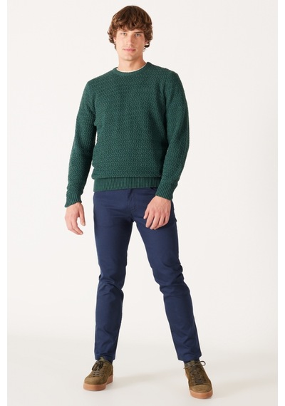 Wrangler Regular Fit Normal Kesim Bisiklet Yaka Yeşil Erkek Triko Kazak W232580300 Yeşil
