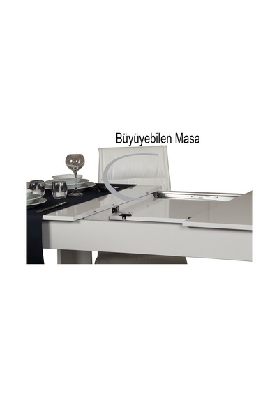 Pasific Home Bois Açılır Yemek Masası Parlak Beyaz